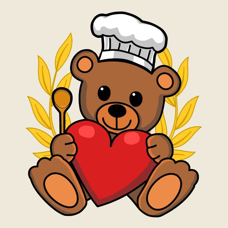 Teddy Bear Laurel Wreath Chef Kitchen Gourmet Cook