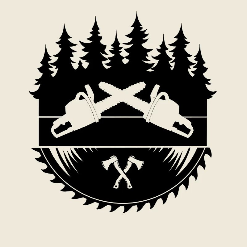 Logo de la hache de tronçonneuse bûcheron
