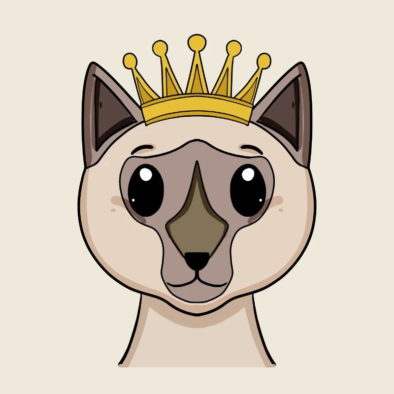 Katze mit Krone - Siamkatze mit Krone