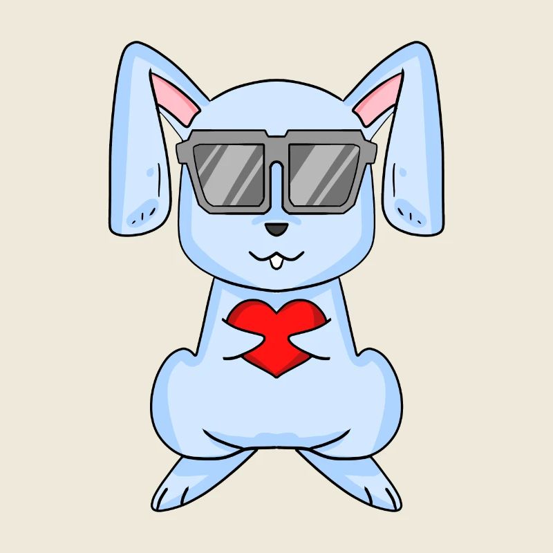 Rabbit with sunglasses and heart