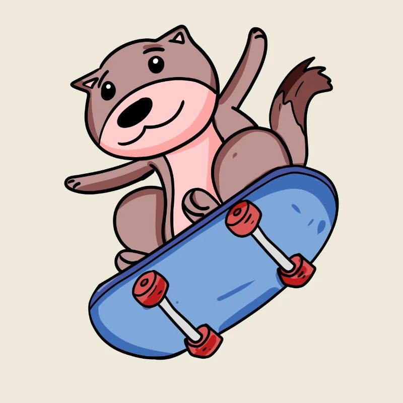 Wiesel as a skater with skateboard