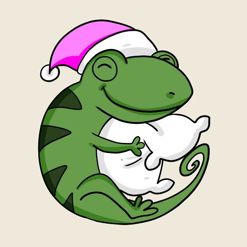 Caméléon avec oreiller et bonnet de couchage