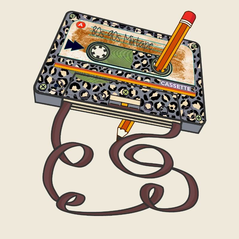 80s 90s Cassette Tape Pencil Throwback Retro Vinta