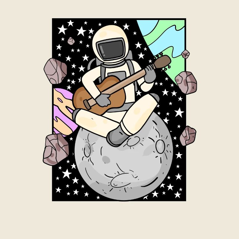 Astronaut spielt Gitarre im Weltall