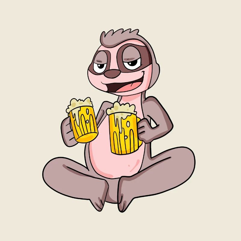 Sloth with beer glasses Beer drinking alcohol