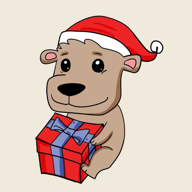 Bébé ours de Noël avec cadeau