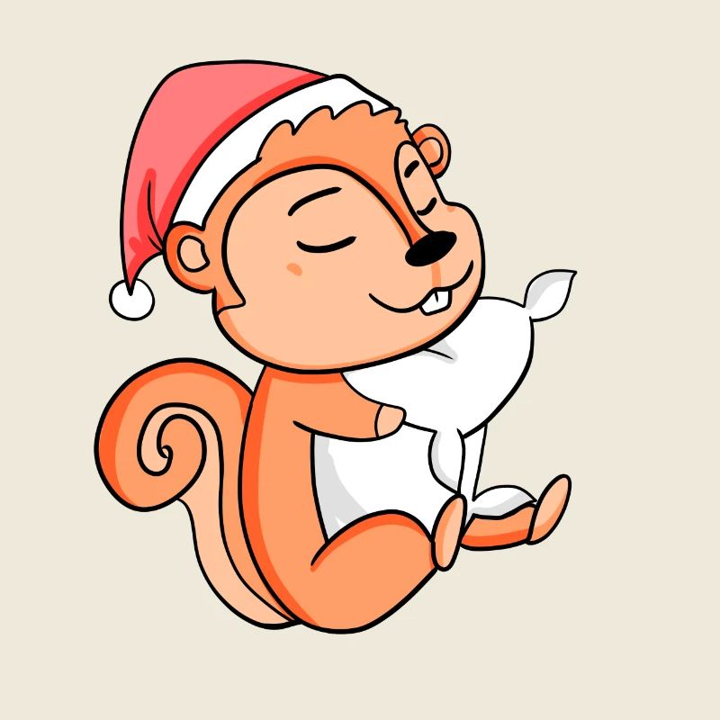 Squirrel Christmas Sleep Sleep Tired