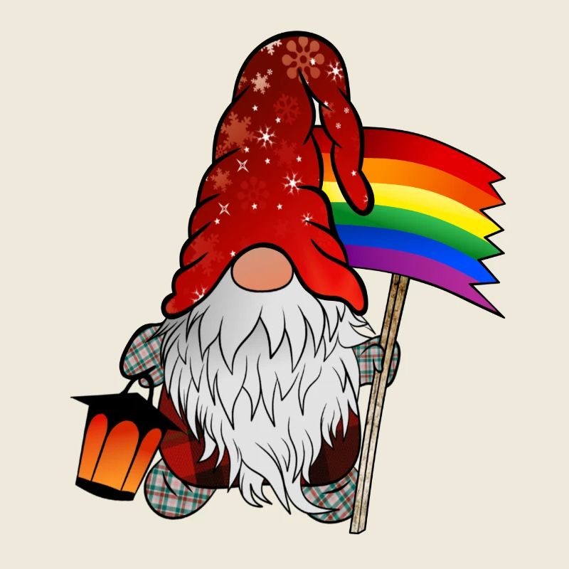 Gnome de Noël avec drapeau de la Gay Pride