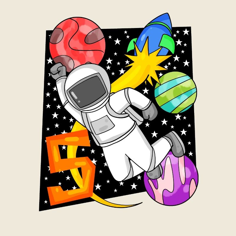 5th birthday - 5 years old Young astronaut