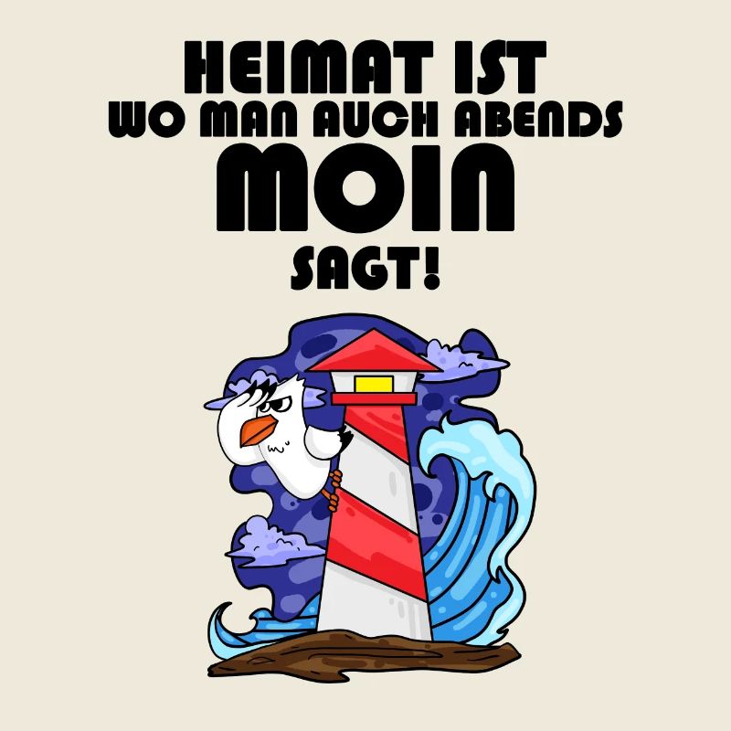 Nordsee Plattdeutsch Spruch Moin Möwe Leuchtturm