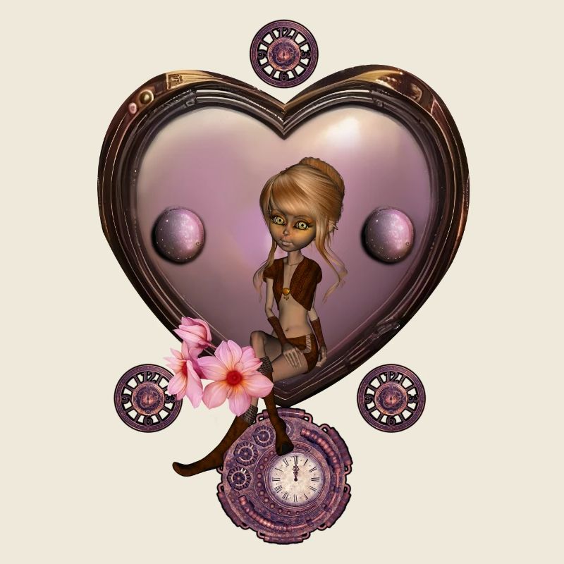 Wunderbares Steampunk-Herz mit Fee