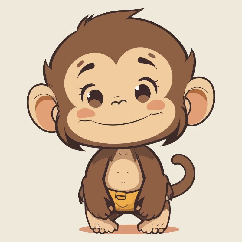 Mignon bébé singe - Conception d’animaux de dessin animé mignon