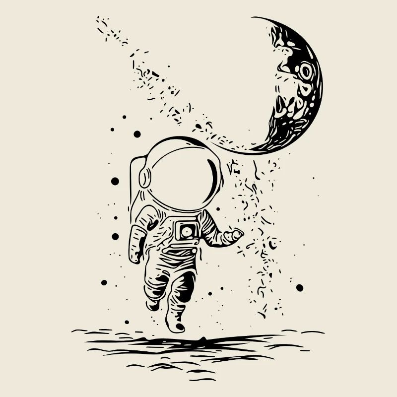 Astronaut in Unendlichkeit mit Mond