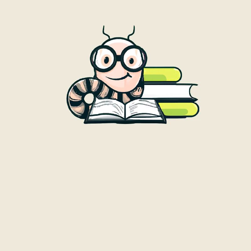 Bookworm with nerd glasses read bookworm