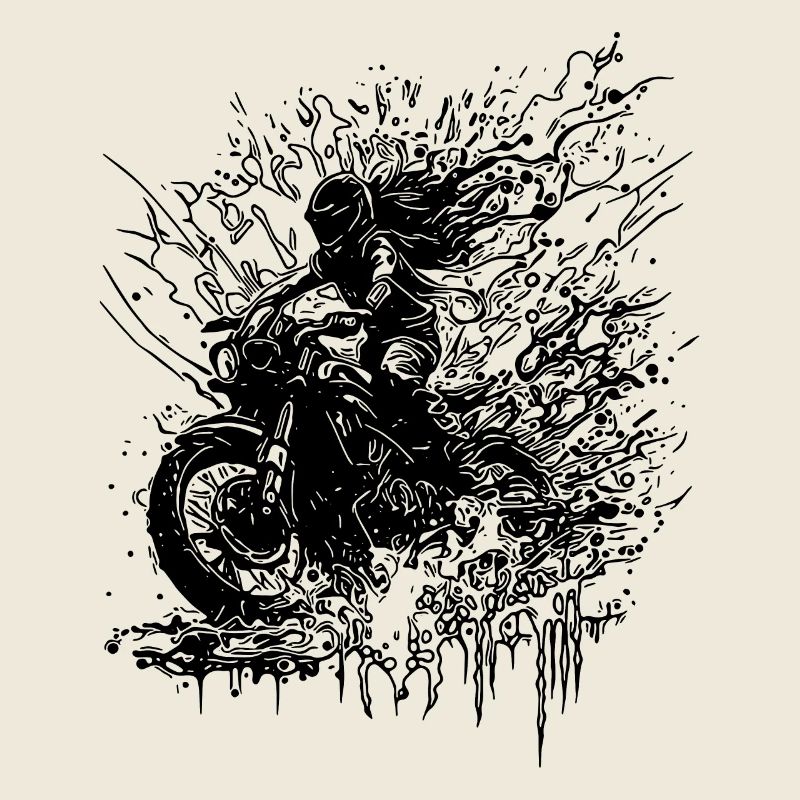 Motorcyclist Bikerin Off-road Ride Splash
