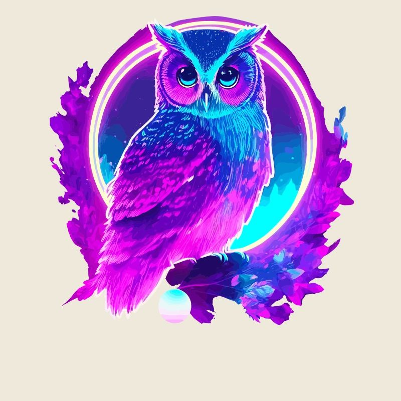 Owl Neon Moon Synthwave
