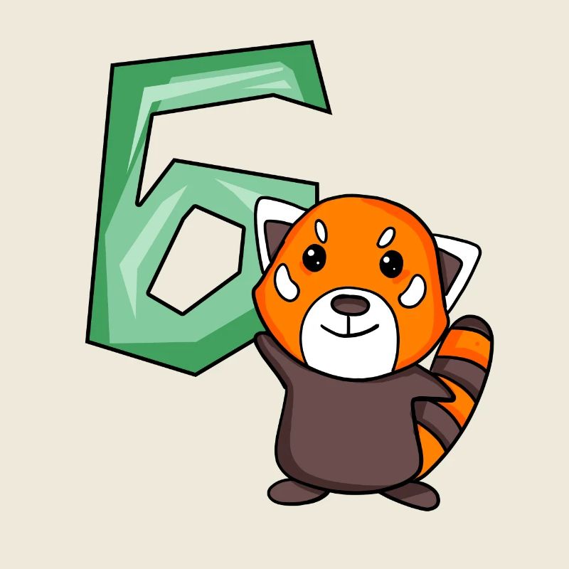 6th Birthday Motif Red Panda - six years old