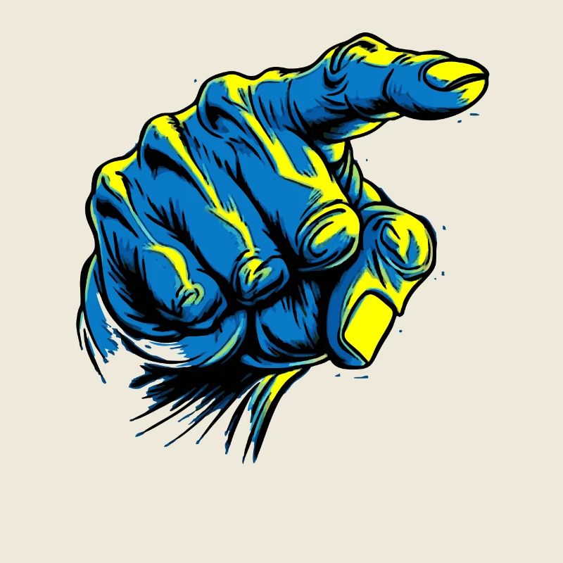 Yes, you: Blue hand pointing finger