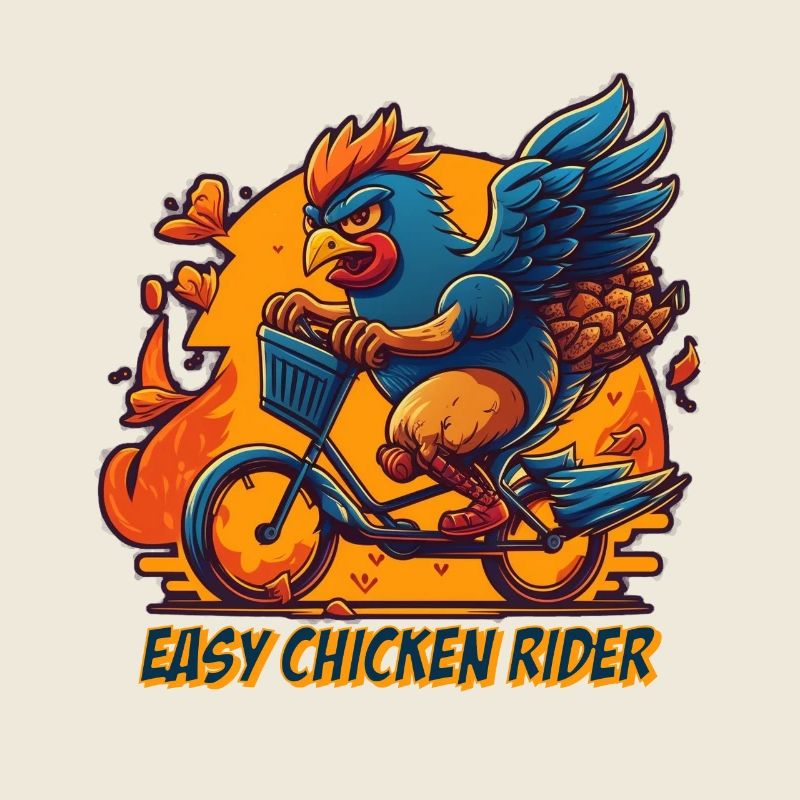 Poulet à vélo avec lettrage