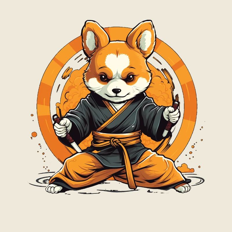Ninja Corgi Dog with Cane