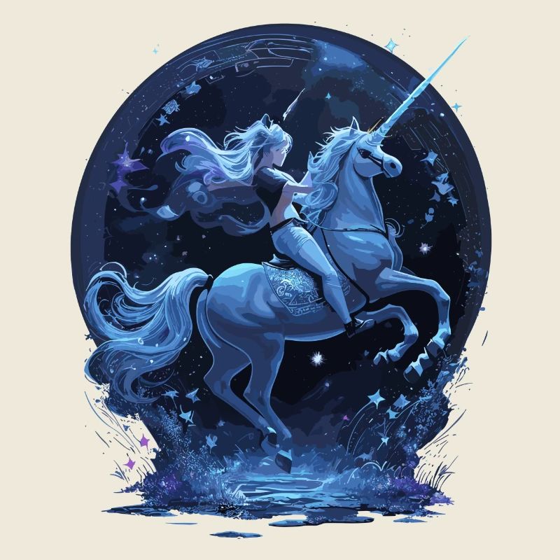 Licorne mystique avec cavalier