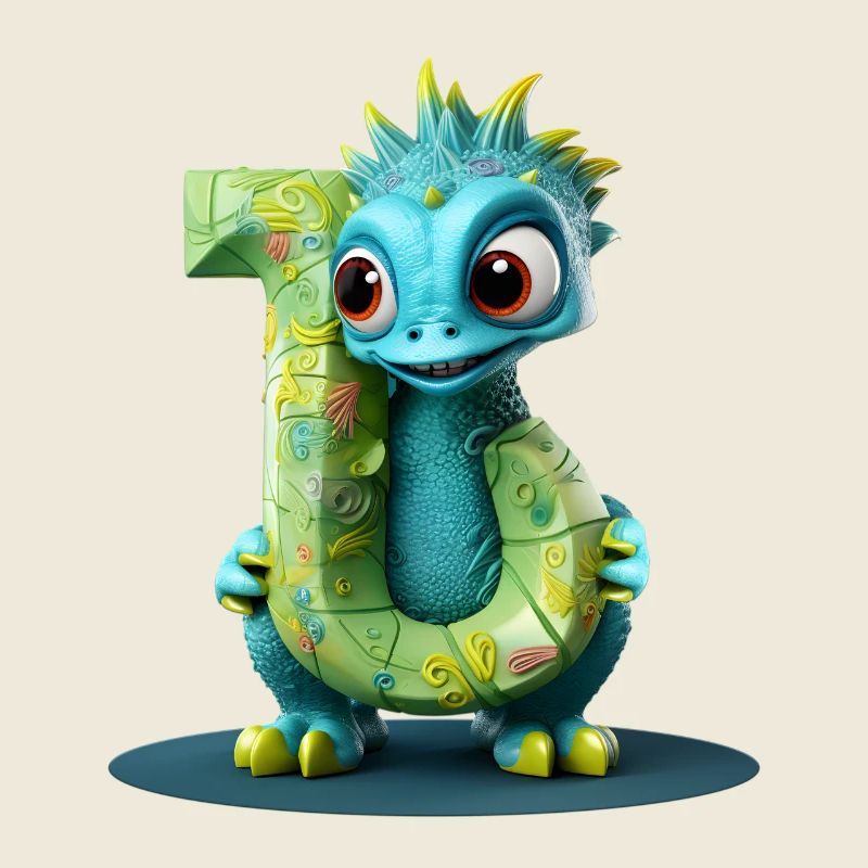 Blauer Drache mit Buchstabe J Alphabet