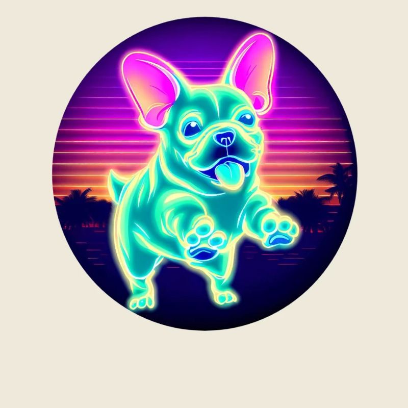 Bouledogue Français néon coucher de soleil