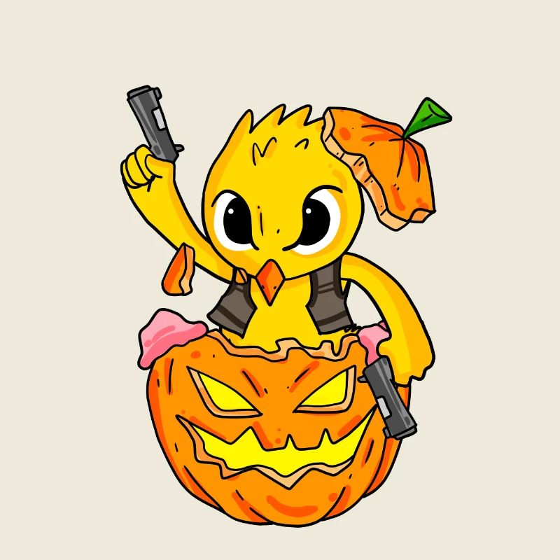 Une nana d’Halloween explose une citrouille drôle