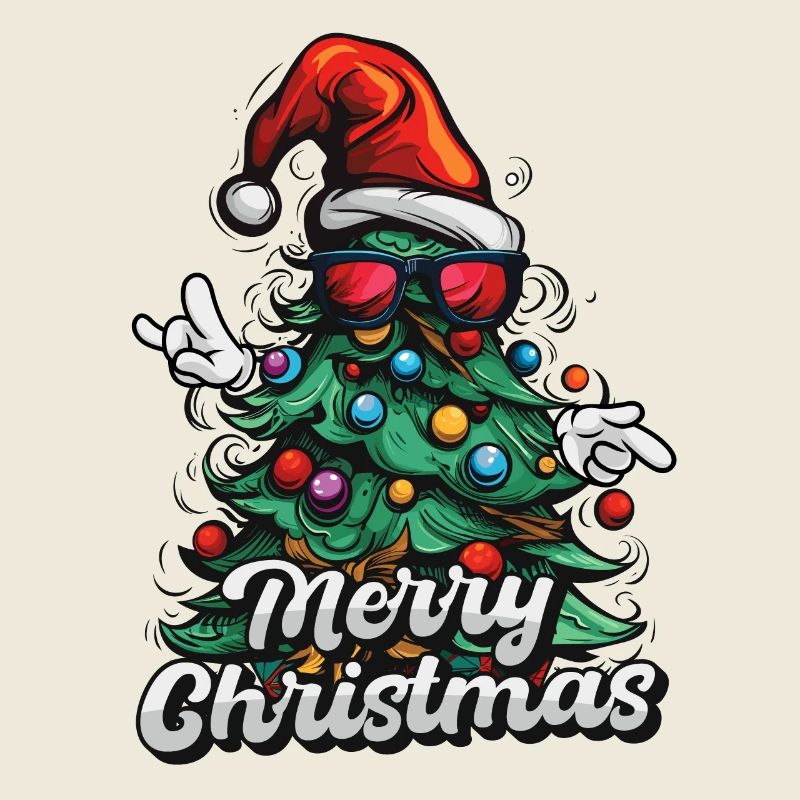 Merry Christmas – Christmas tree with sunglasses