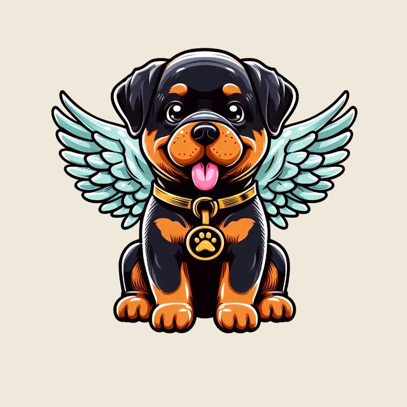 Cute Rottweiler angel with wings