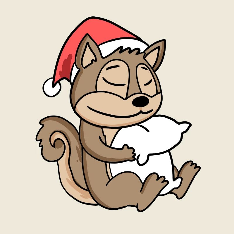 Écureuil Mignon Fatigué Noël