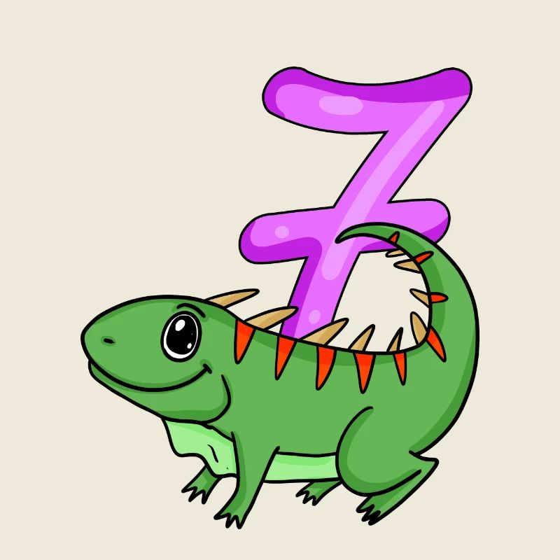 Motif 7e anniversaire Iguane - Sept ans
