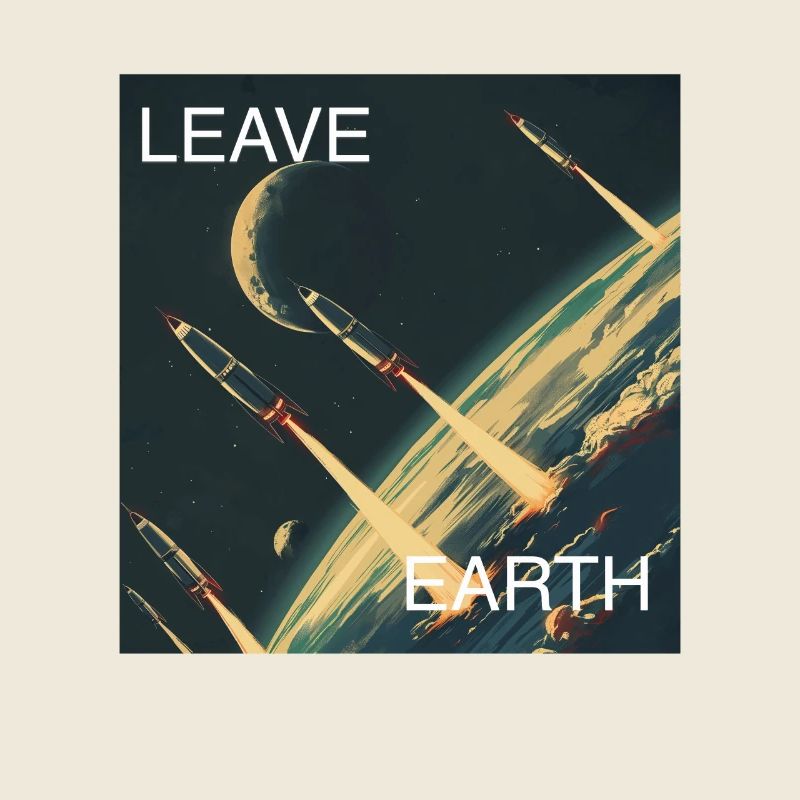 Affiche de Style rétro voyage dans l’espace « Quitter la Terre »