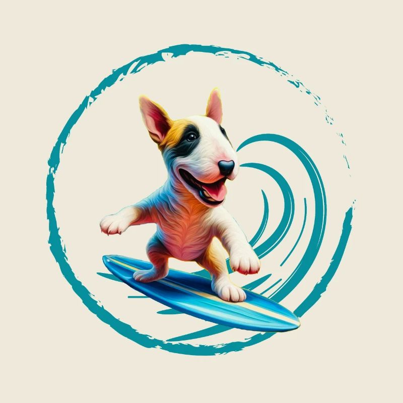 Bull Terrier Surfing