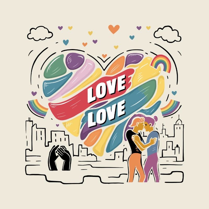 L’amour, c’est l’amour – LGBTQIA+ Pride Heart Design