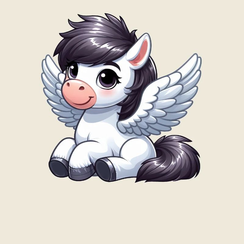 Cheval mignon en tant qu’ange dessin animé