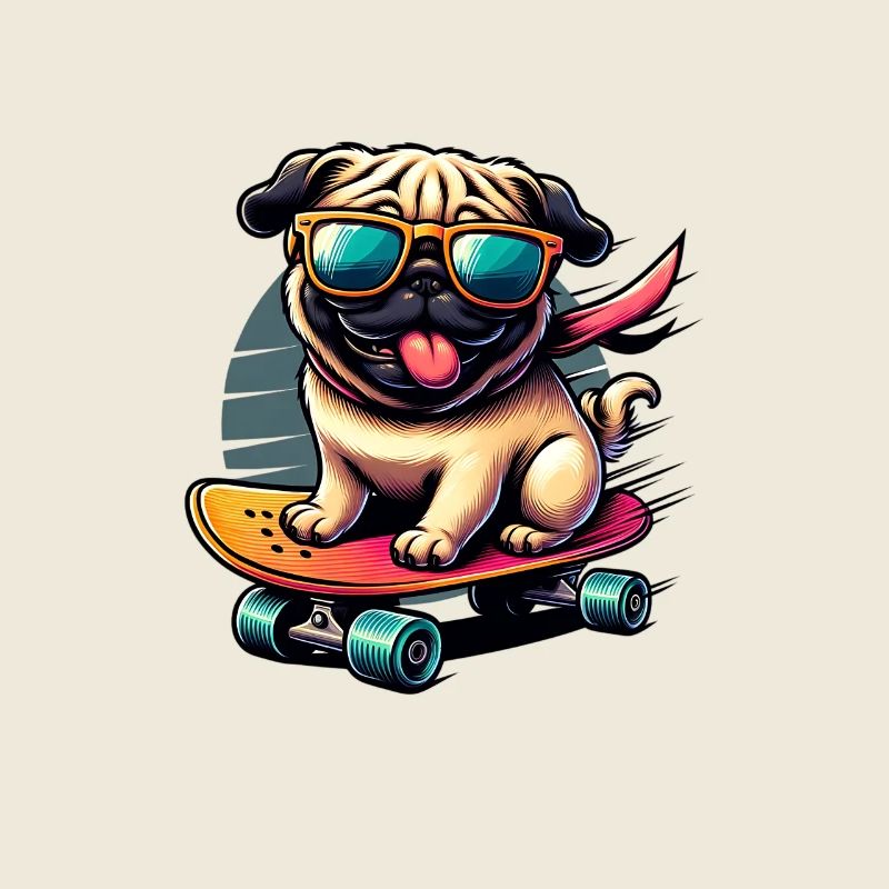 Skater Pug Dog