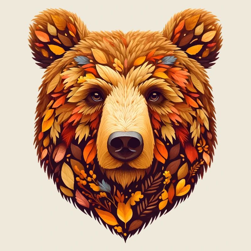 Brown bear, designed from different leaves