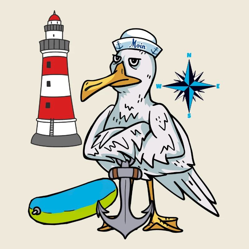 Möwe Möwen Leuchtturm Kompass Seefahrer Ahoi