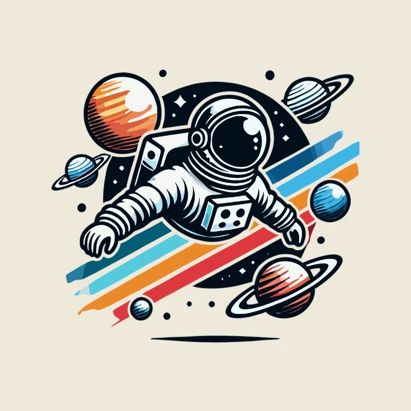Rétro astronaute aventure spatiale planète