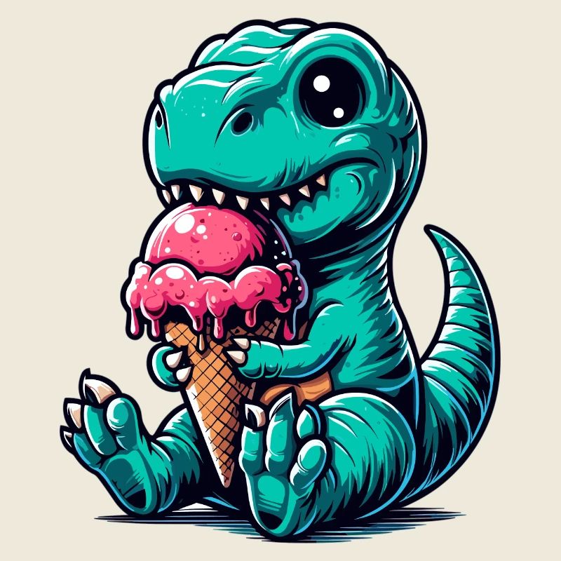 Süßer T-Rex mit Eis Dinosaurier Geschenk