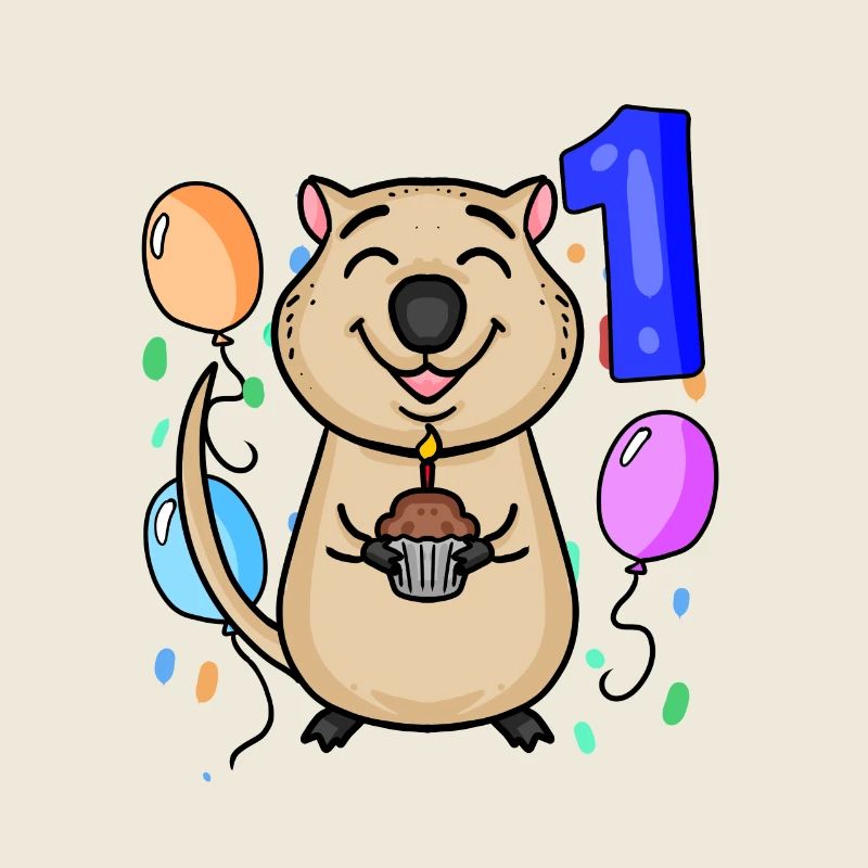 1 Jahr alt - Einschulung - Quokka Motiv