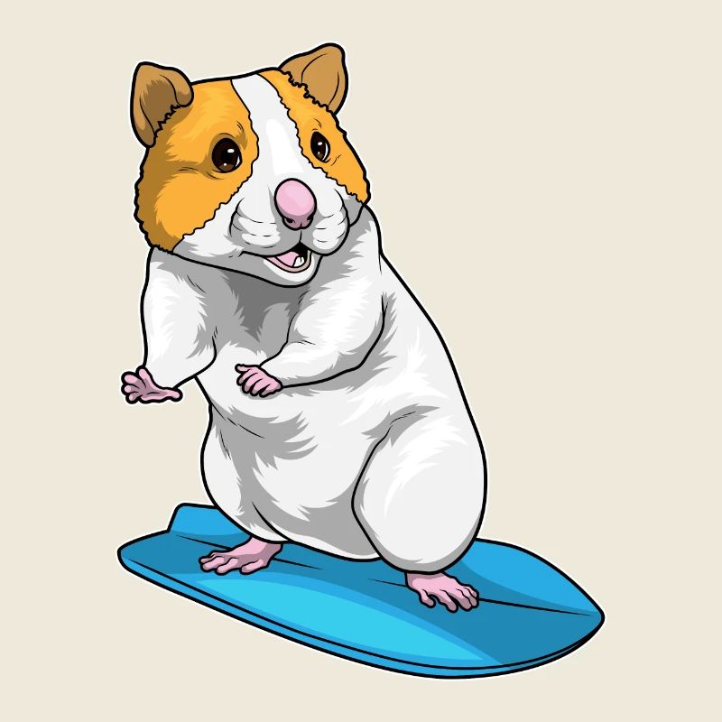 Été de surf sur planche de surf pour hamsters