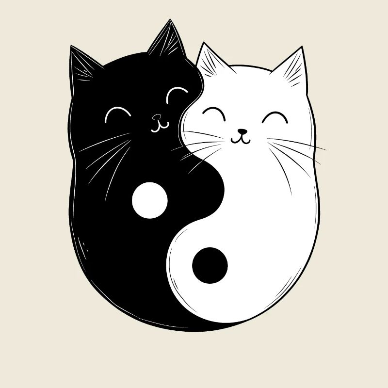 Yin et Yang Chats Chat Propriétaire Bouddhisme Graphique