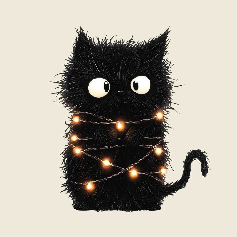Funny Fairy Lights Cat Christmas Tree Gift