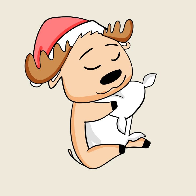 Orignal mignon fatigué dormir à Noël