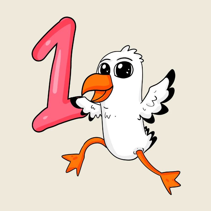 Zahl 1 Nummer Eins - Möwe Motiv