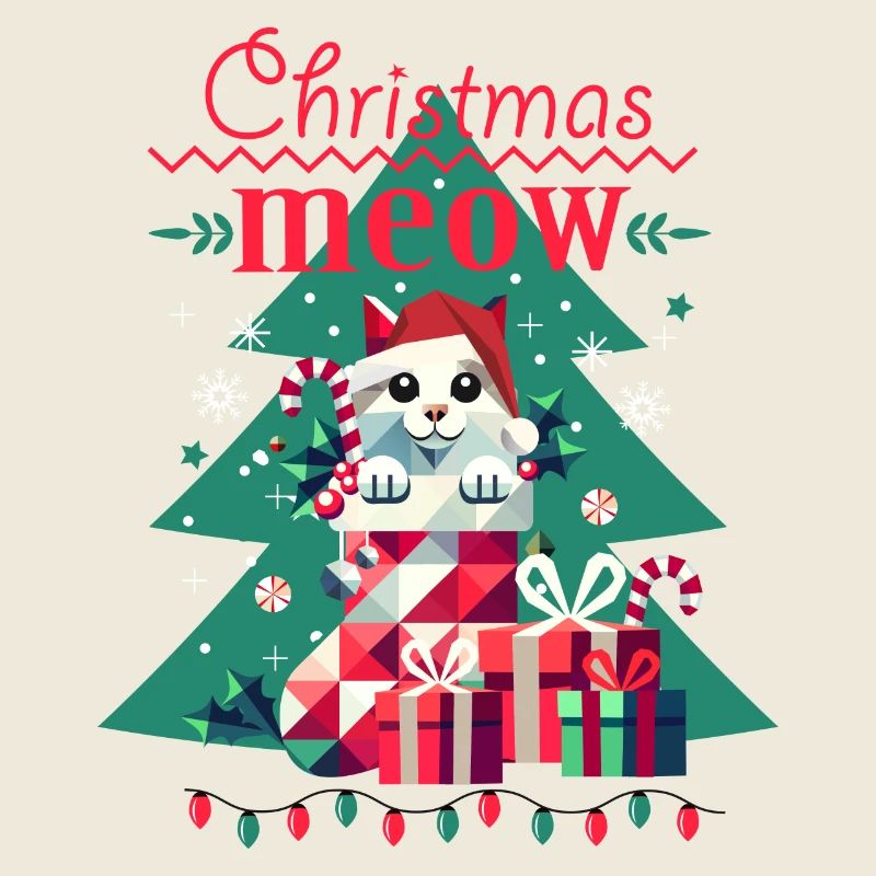 Chat espiègle en bas - Style de Noël laid