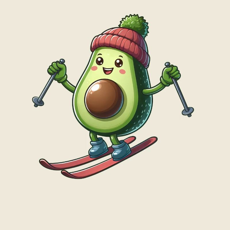 Avocado Ski Wintersport Skifahrer Spaß