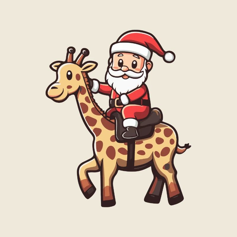 Giraffe Weihnachtsmann Cartoon